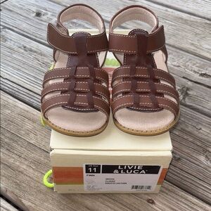 Livie & Luca Brown Leather Finn Kids Sandals